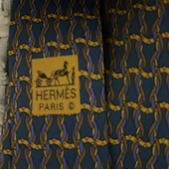 Hermes Authentic Chained Horeshoe blue and yellow silk - Picture 2 of 3